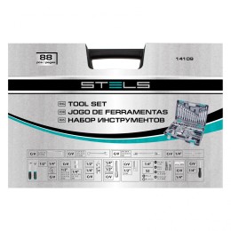 Stels Набор инструментов, 1/2, 1/4, CrV, пластиковый кейс 88 предметов 14109