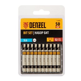 Denzel Бита SL6,0х50, сталь S2, шестигранный профиль, 10 шт. Е 6,3 11660