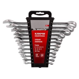 Matrix Набор ключей комбинированных, 6-22 мм, 12 шт, CrV, полированный хром 15426