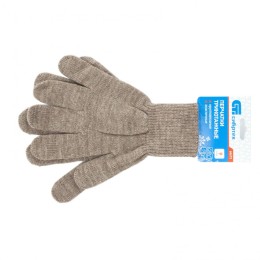 Сибртех Перчатки трикотажные, акрил, коричневый, двойная манжета Россия 68673