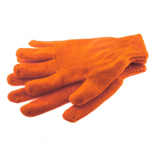 Перчатки трикотажные, акрил, двойные, оранжевый, двойная манжета Россия Сибртех 68689