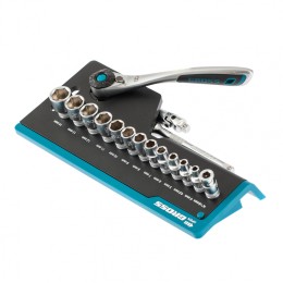 Gross Набор торцевых головок, трещотка 120 зубьев, 1/4", CrV, 36 предметов 14142