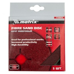 Matrix Круги фибровые 5 шт, Р 60, 115 х 22 mm 73903