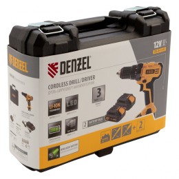 Denzel Дрель-шуруповерт аккумуляторная CDL-IB-12-02, Li-Ion, 12 В, 1.5 А*ч, 2 аккумулятора 26111
