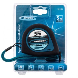 Gross Рулетка "Ergonomisch",5 м x 25 мм,магнитный обрезиненный зацеп 31103