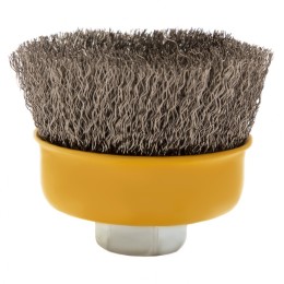 Denzel Щетка для УШМ, 75 мм, "Чашка", витая нержавеющая проволока 0.3 мм, М14 746043