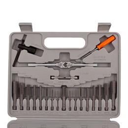 Sparta Набор метчиков и плашек М3-М12, плашко-метчикодержатель, 40 предметов, пластиковый бокс 773155