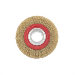 Matrix Щетка для точила, 150 мм, посадка 32 мм, плоская, латунированная витая проволока 74660