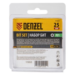 Denzel Бита PZ1х25, сталь S2, шестигранный профиль, 10 шт. Е 6,3 11653