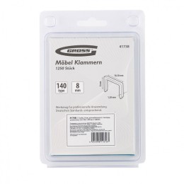 Gross Скобы, 8 мм, для мебельного степлера, усиленные, тип 140,1250 шт 41738