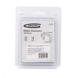 Gross Скобы, 14 мм, для мебельного степлера, усиленные, тип 53, 1000 шт 41714