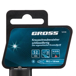 Gross Отвертка PH2 x 150 мм, S2, трехкомпонентная ручка 12145