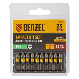 Denzel Бита IMPACT, PZ2x25 мм, лазерная обработка шлица, сталь S2, 10 шт., Е 6,3 11687