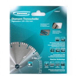 Gross Диск алмазный, 125 х 22.2 мм, лазерная приварка турбо-сегментов, сухая резка 730037
