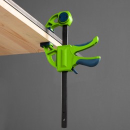 Сибртех Струбцина F-образная, быстрозажимная, 150 х 70 х 360 мм, пластиковый корпус, фиксатор, двухкомпонентная рукоятка 20563