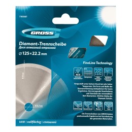 Gross Диск алмазный, 125 х 22.2 мм, сплошной, мокрая резка 730387