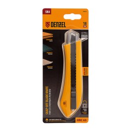 Denzel Нож, 18 мм, сменное лезвие, SK4, метал. направляющая, нажимной фиксатор// 78942