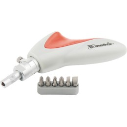 Matrix Отвертка реверсивная, пистолетного типа, силовой элемент под ключ, набор бит, CrV, 6 шт 11550