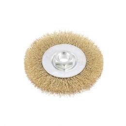 Matrix Щетка для УШМ, 100 мм, М14, плоская, латунированная витая проволока 74650