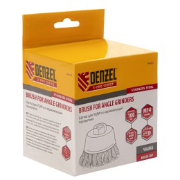 Denzel Щетка для УШМ, 100 мм, "Чашка", крученая нержавеющая проволока 0.5 мм, М14 746283