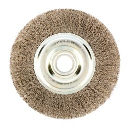 Denzel Щетка для УШМ, 150 мм, "Плоская", витая нержавеющая проволока 0.3 мм, посадка 22.2 мм 746643