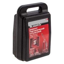 Matrix Домкрат гидравлический бутылочный, 3 т, высота подъема 194-372 мм, в пластиковый кейсе 50752