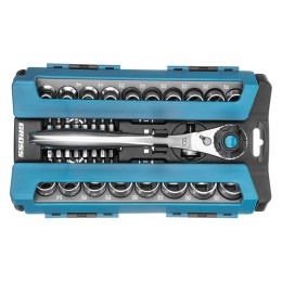 Gross Набор торцевых головок, трещотка 120 зубьев, 1/2", CrV, 36 предметов 14144