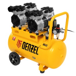 Denzel Компрессор безмасляный, малошумный DLS 1500/50, 1500 ВТ, 2x750, 50 л, 260 л/мин 58027