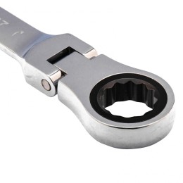 Matrix Ключ комбинированный трещоточный, 27 мм, CrV, шарнирный, зеркальный хром 14872