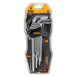 Denzel Набор ключей имбусовых, HEX, 2-12 мм, CrV, 9 шт., удлиненные 12369