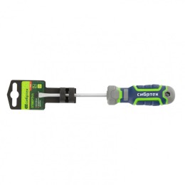 Сибртех Отвертка SL5 х 100 мм, CrV, четырехкомпонентная рукоятка 12264