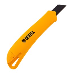 Denzel Нож, 18 мм, сменное лезвие, SK4, облегченный корпус, нажимной фиксатор// 78941