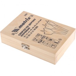 Matrix Набор сверл перовых по дереву, 10-12-14-16-18-20-22-25 мм, 8 шт, деревянный кейс 70441