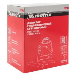 Matrix Домкрат гидравлический бутылочный, 30 т, высота подъема 260-415 мм 50735