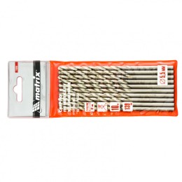 Matrix Сверло по металлу, 5.5 х 139 мм, полированное, удл, HSS, 10 шт, цилиндрический хвостовик 715055