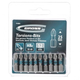 Gross Бита торсионная PZ2 x 25 мм, для ударных шуруповертов, 10 шт. 11484