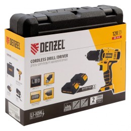 Denzel Дрель-шуруповерт аккумуляторная CDL-12-02, Li-Ion, 12 В, 1.5 А*ч, 2 аккумулятора 26101