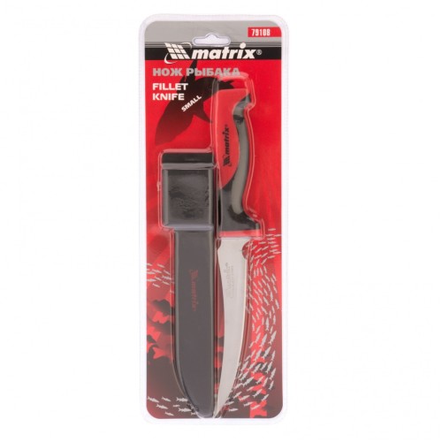 Нож рыбака "FILLET KNIFE" small, 150 мм, двухкомпонентная рукоятка, пластиковые ножны Matrix  Kitchen79108