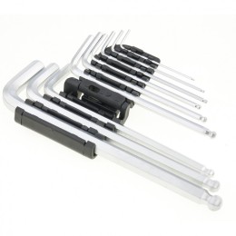 Matrix Набор ключей имбусовых HEX, 1.5-10 мм, CrV, 9 шт, удлиненные, сатин, с шаром 11233