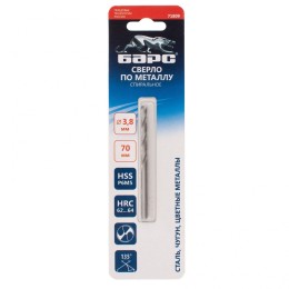 Барс Сверло спиральное по металлу, 3.8 x 70 мм, Р6М5 71809