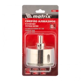 Matrix Сверло алмазное по керамограниту, 65 х 67 мм, трехгранный хвостовик 726653