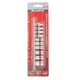 Matrix Набор торцевых головок, 1/4", 12 гранные, CrV, 4-13мм, 10 штук 13594