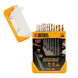 Denzel Набор сверл по металлу, 1,5-6,5 мм, HSS-Tin, Golden Tip, 13 шт 72318