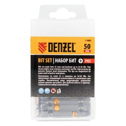 Denzel Бита PH2х50, сталь легированная S2, 30 шт., шестигранный профиль, пластиковая коробка, Е 6,3 11682