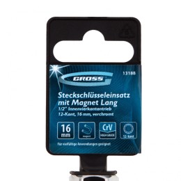 Gross Головка торцевая свечная, магнитная, двенадцатигранная, 16 мм, под квадрат 1/2 13188