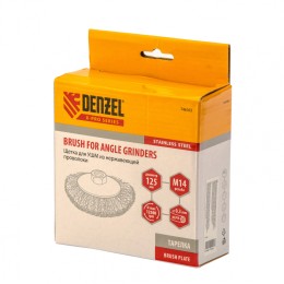 Denzel Щетка для УШМ, 125 мм, "Тарелка", витая нержавеющая проволока 0.3 мм, М14 746163