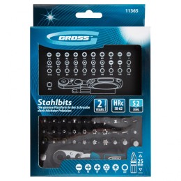 Gross Набор бит, 1/4, магнитный адаптер, сталь S2, пластиковый кейс, 33 предмета 11365