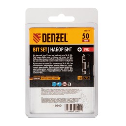 Denzel Бита PH2х50, сталь S2, шестигранный профиль, 10 шт. Е 6,3 11649
