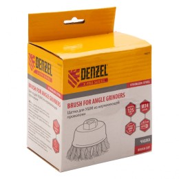 Denzel Щетка для УШМ, 125 мм, "Чашка", крученая нержавеющая проволока 0.5 мм, М14 746273