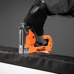 Sparta Набор: степлер мебельный регулируемый, скобы 500 шт, рулетка 2 м, тип скобы 53, 4-14 мм 42003